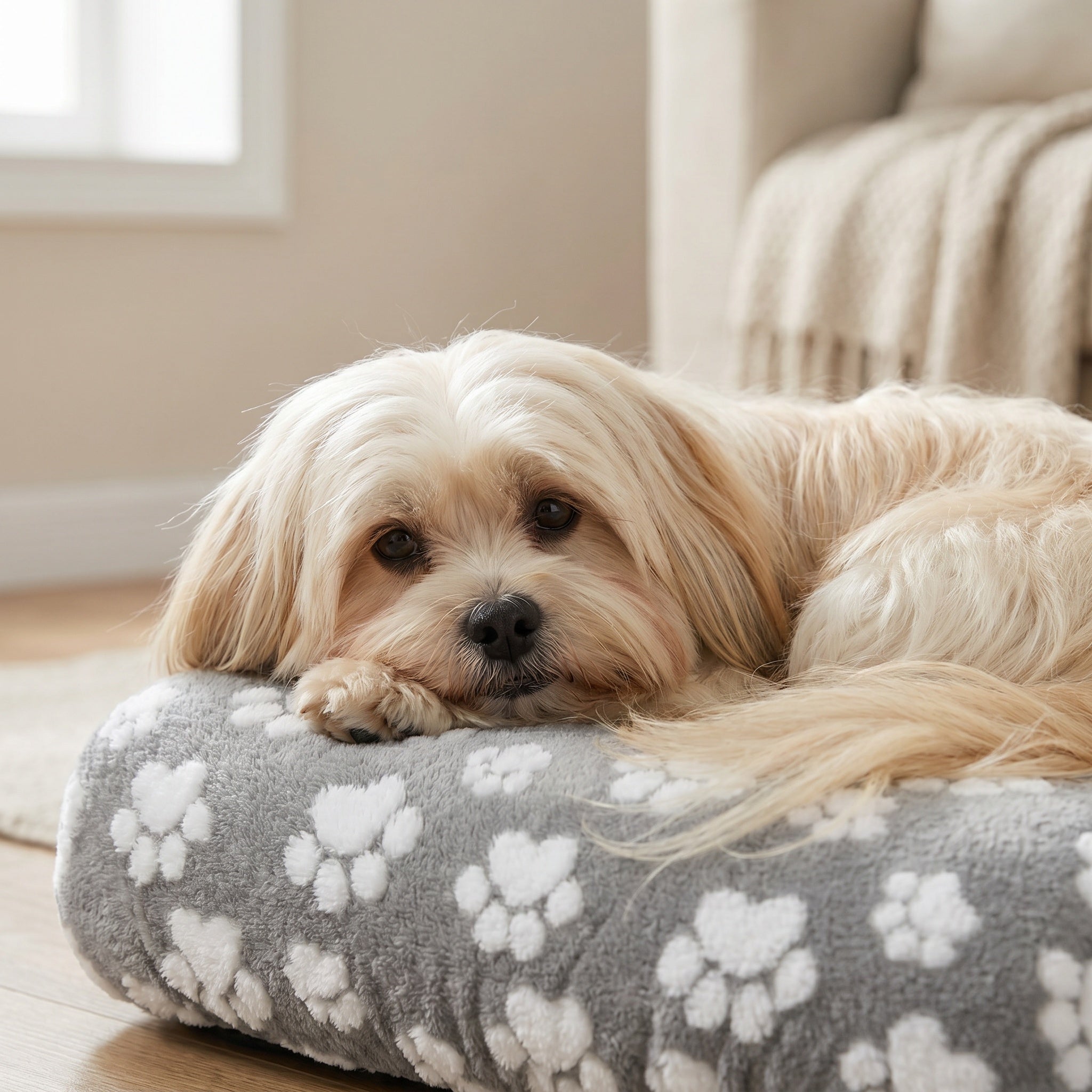 Coussin rectangulaire pour chien moelleux