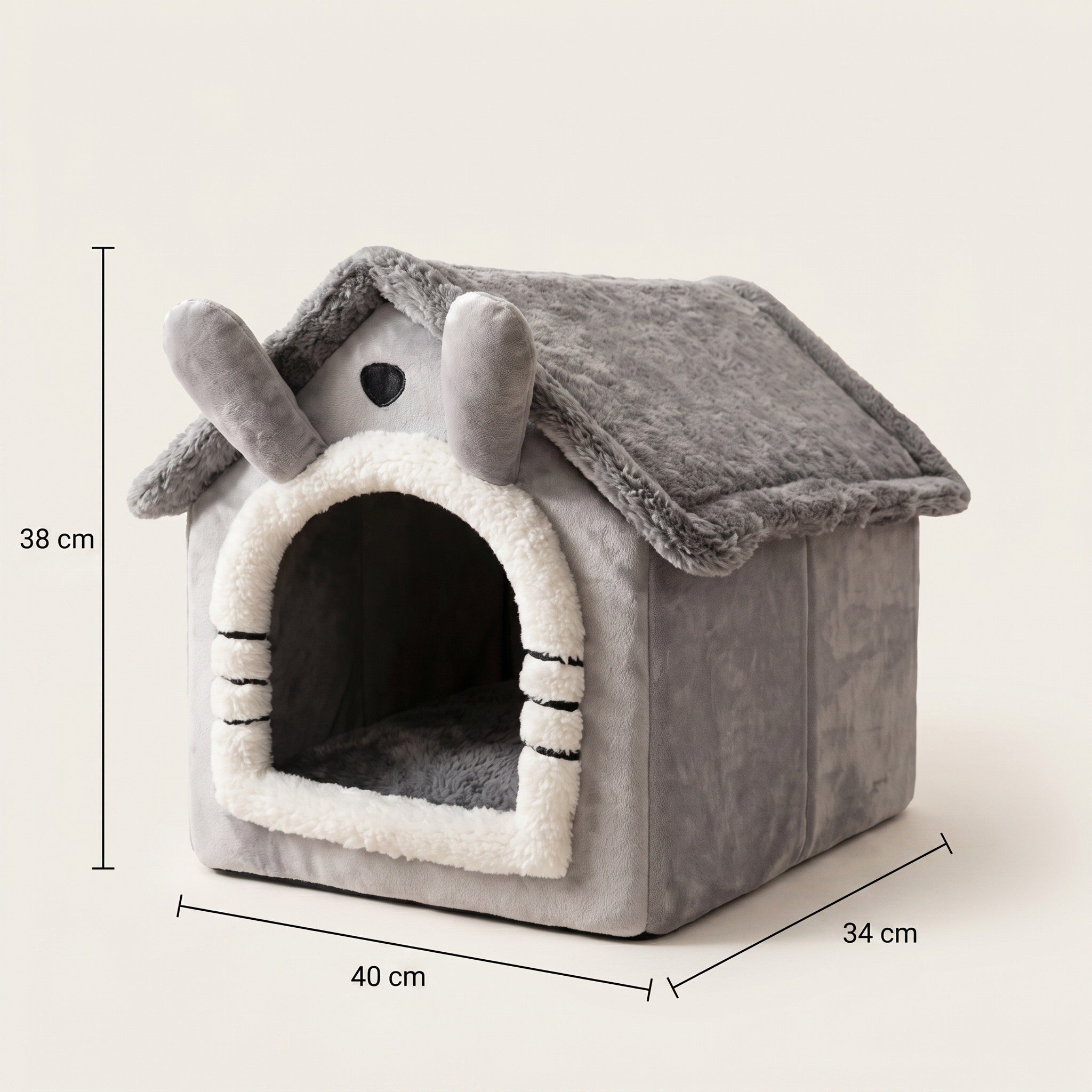 Niche pour chien en peluche grise