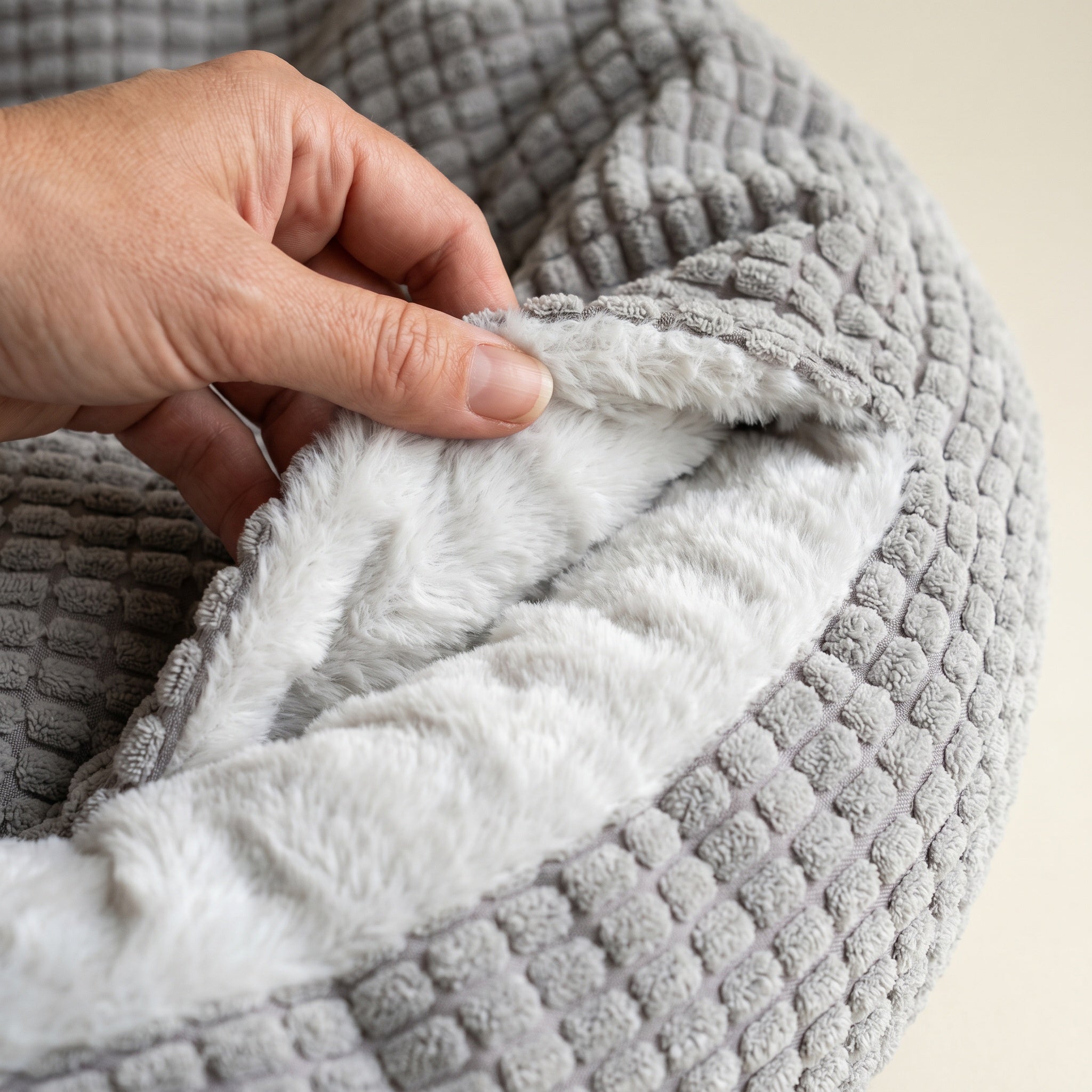 Panier rond et couverture pour chien en tissu doux