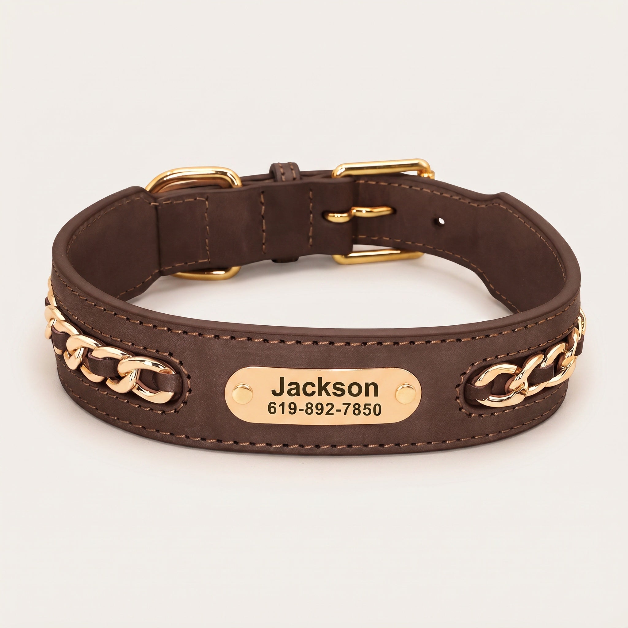 Collier élégant personnalisable en cuir pour chien