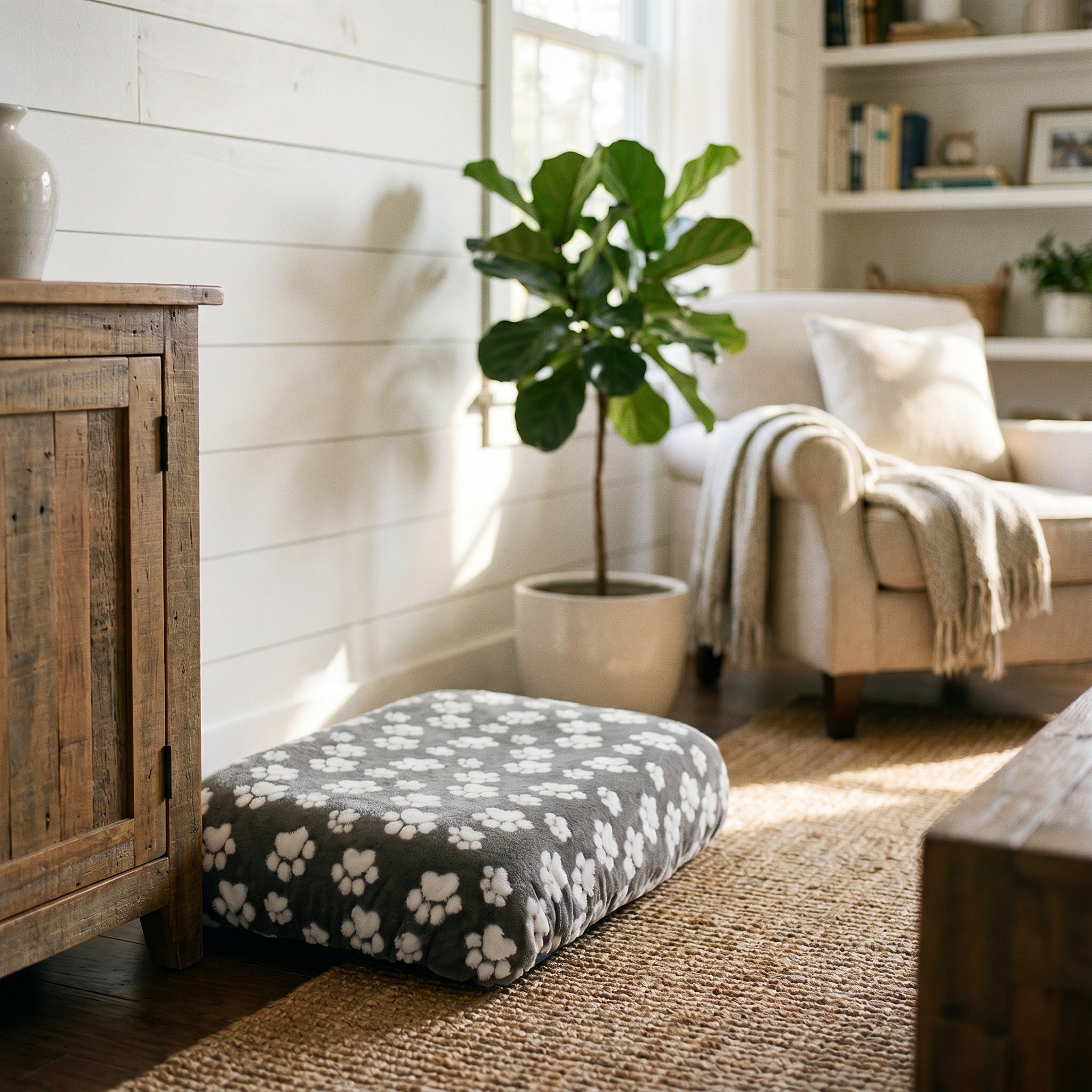 Coussin rectangulaire pour chien moelleux