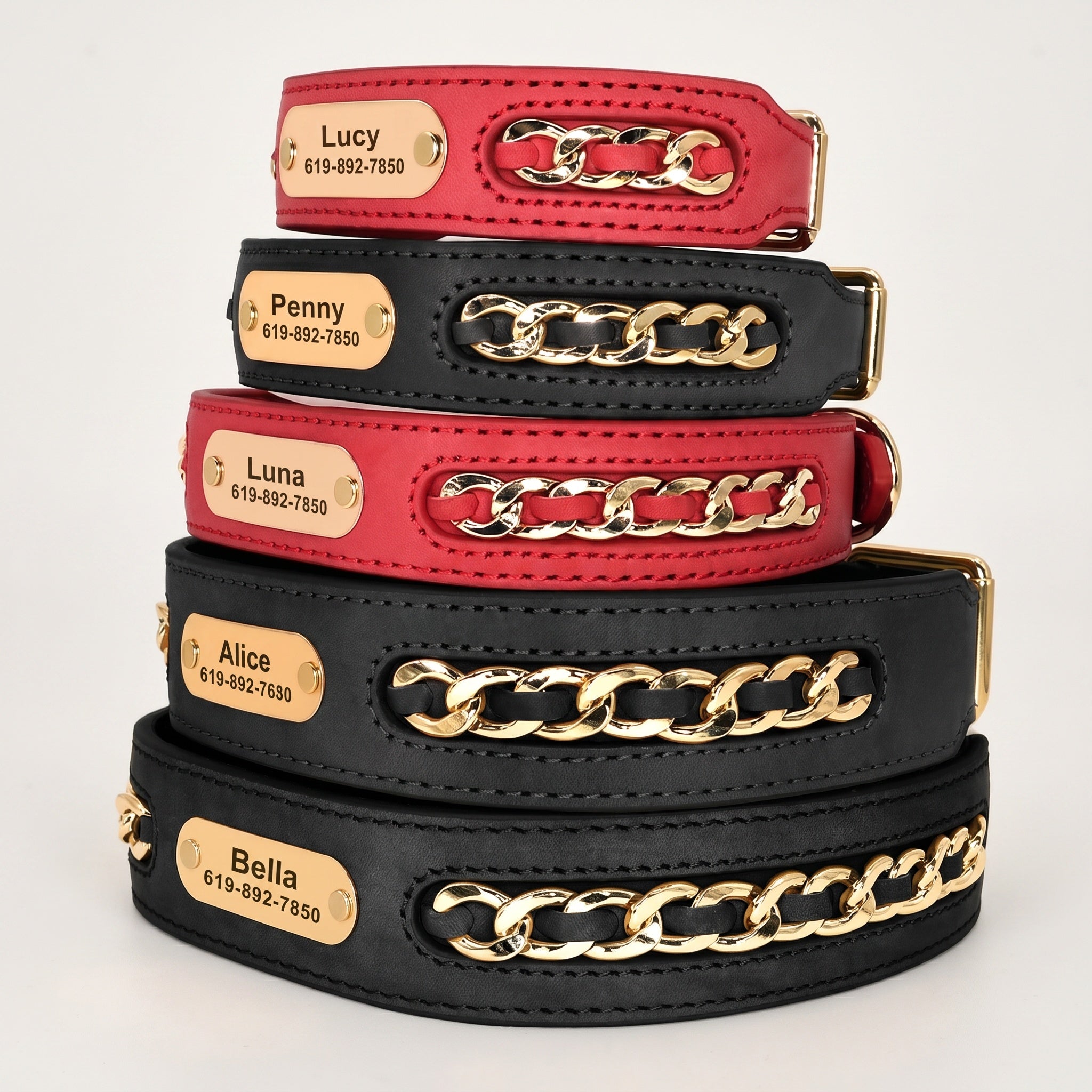 Collier élégant personnalisable en cuir pour chien