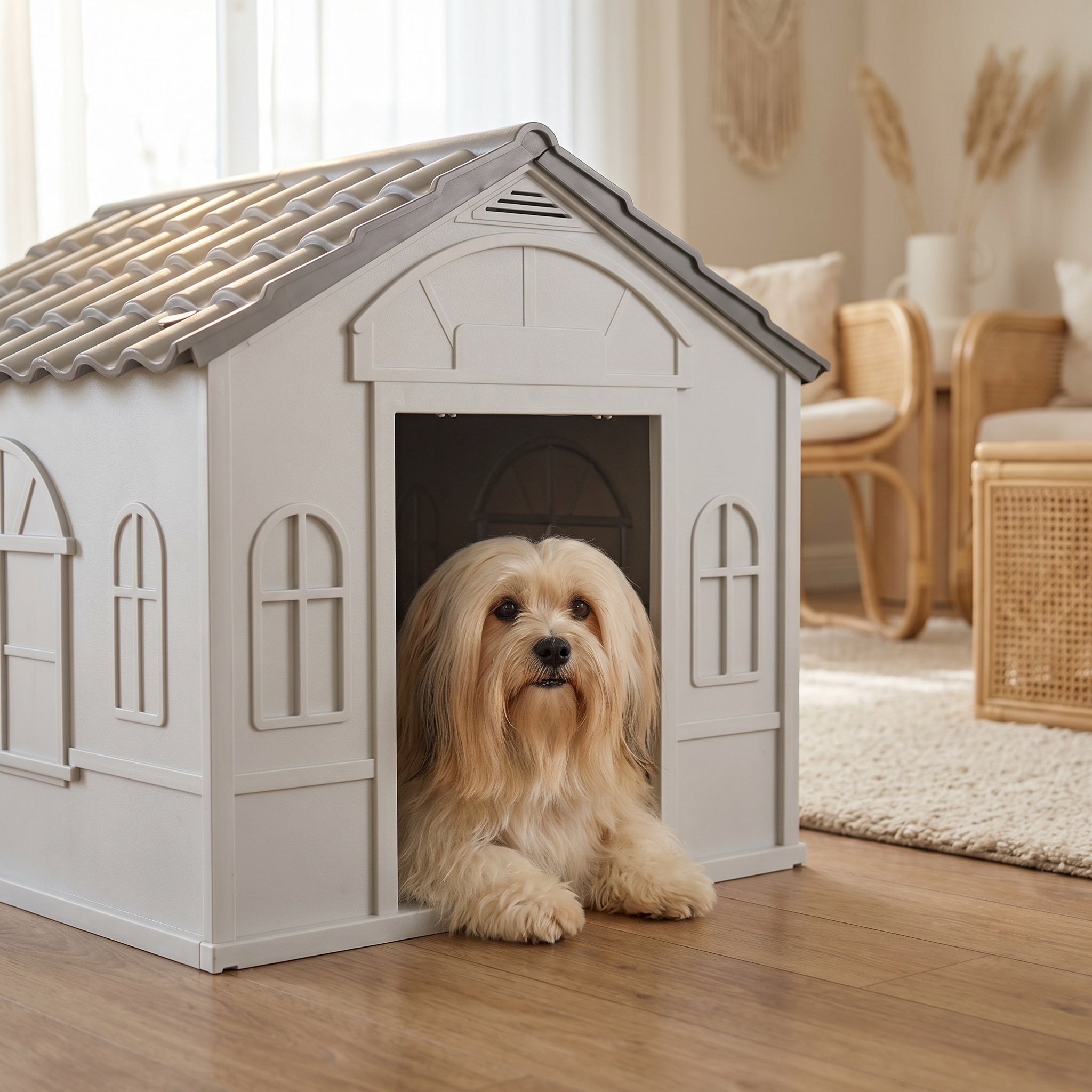 Niche maison pour chien gris