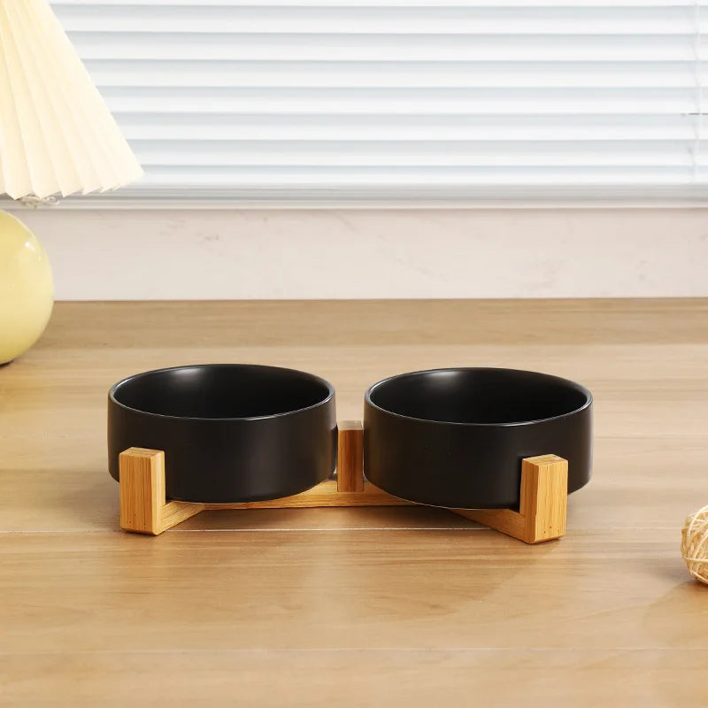 Gamelle surélevée en bois pour chien