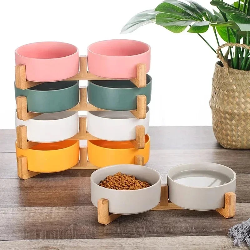 Gamelle surélevée en bois pour chien