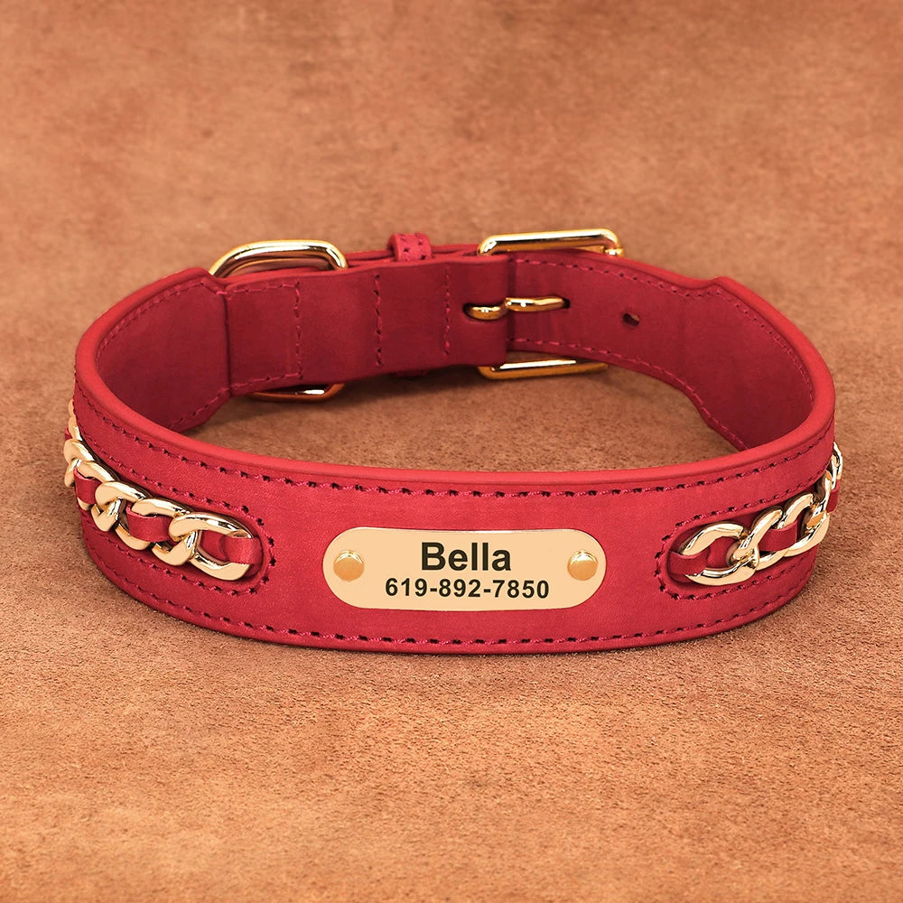 Collier élégant personnalisable en cuir pour chien