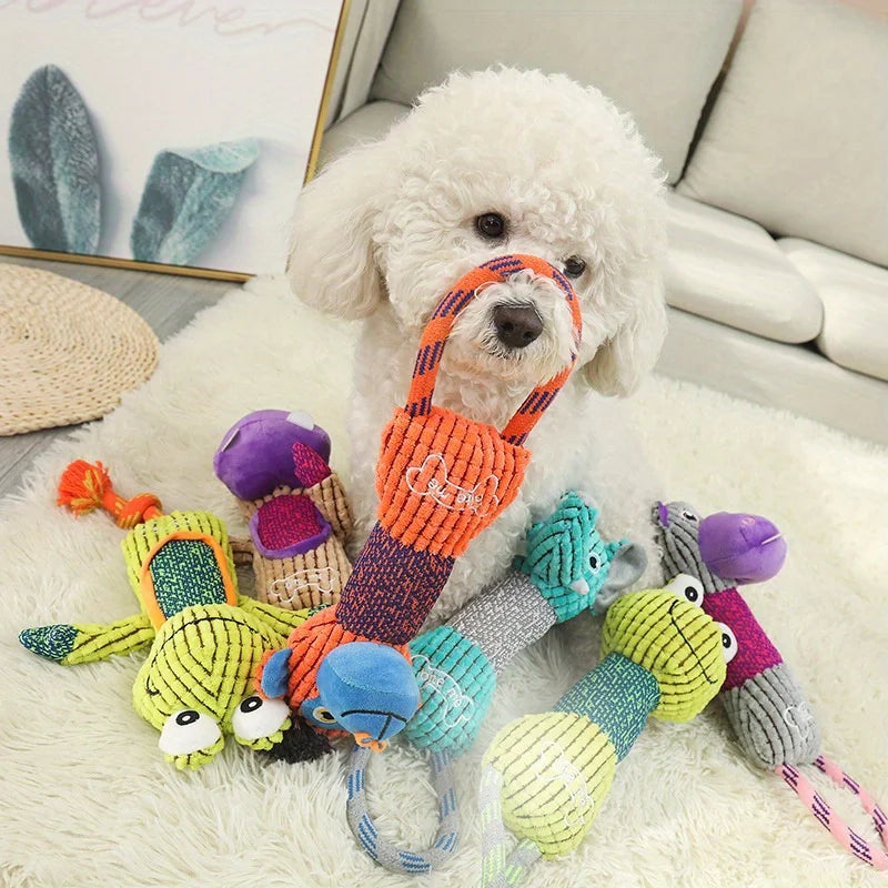 Jouet pour chien en peluche avec anneau