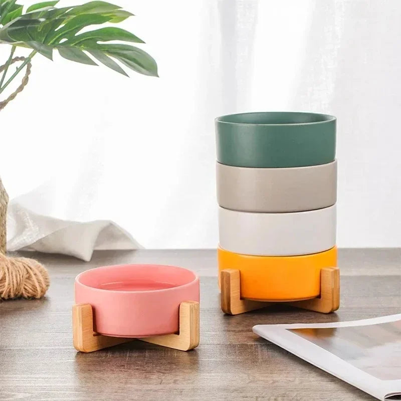 Gamelle surélevée en bois pour chien