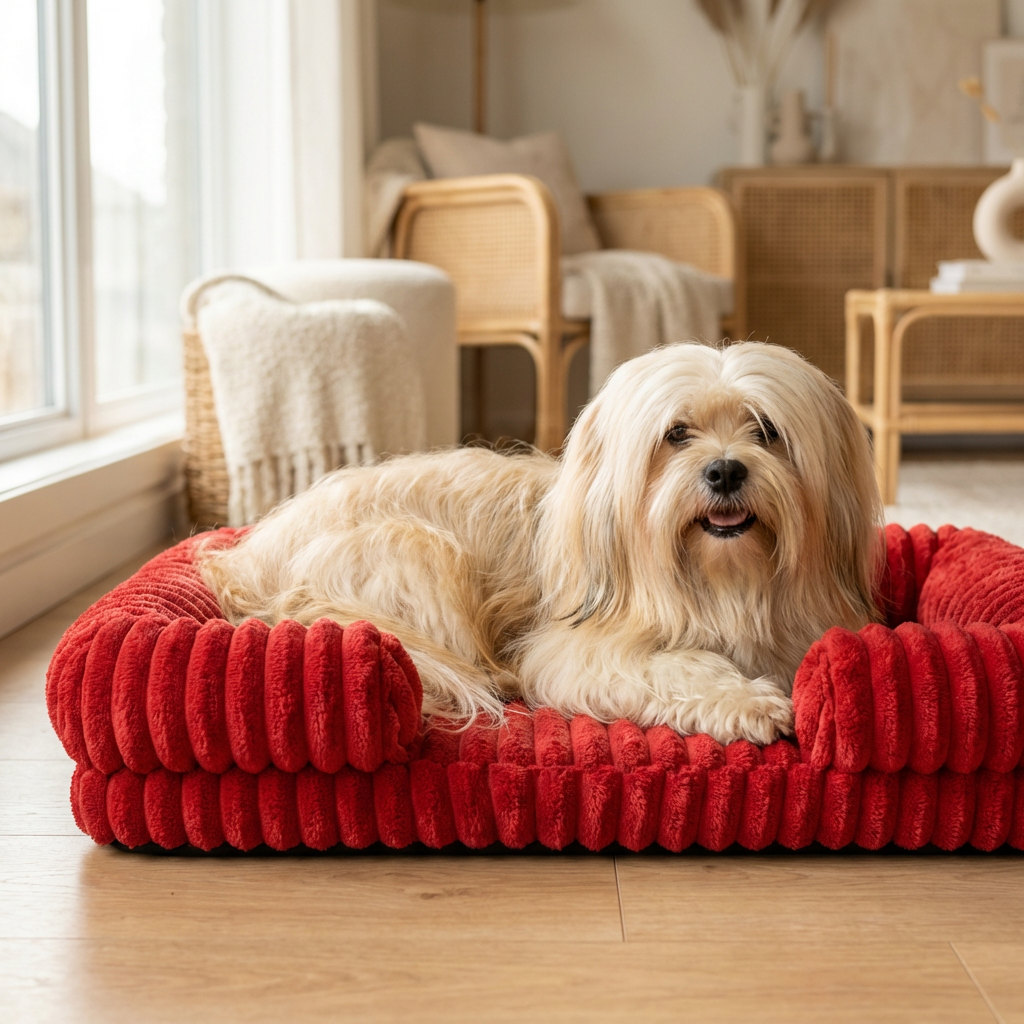 Panier pour chien en velours côtelé