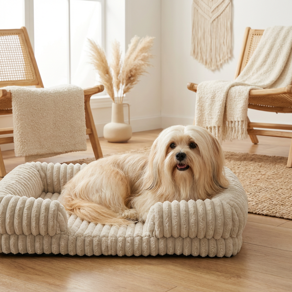 Panier pour chien en velours côtelé