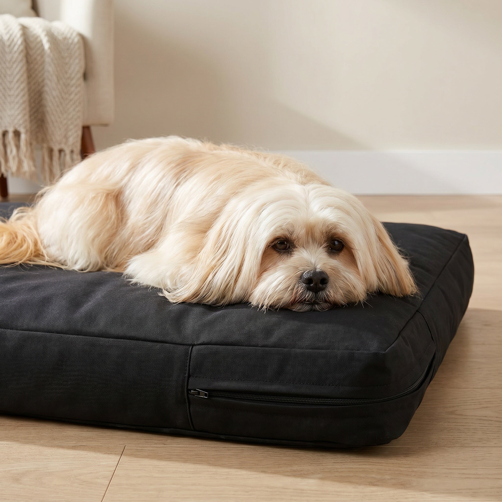 Housse de coussin en lin pour chien