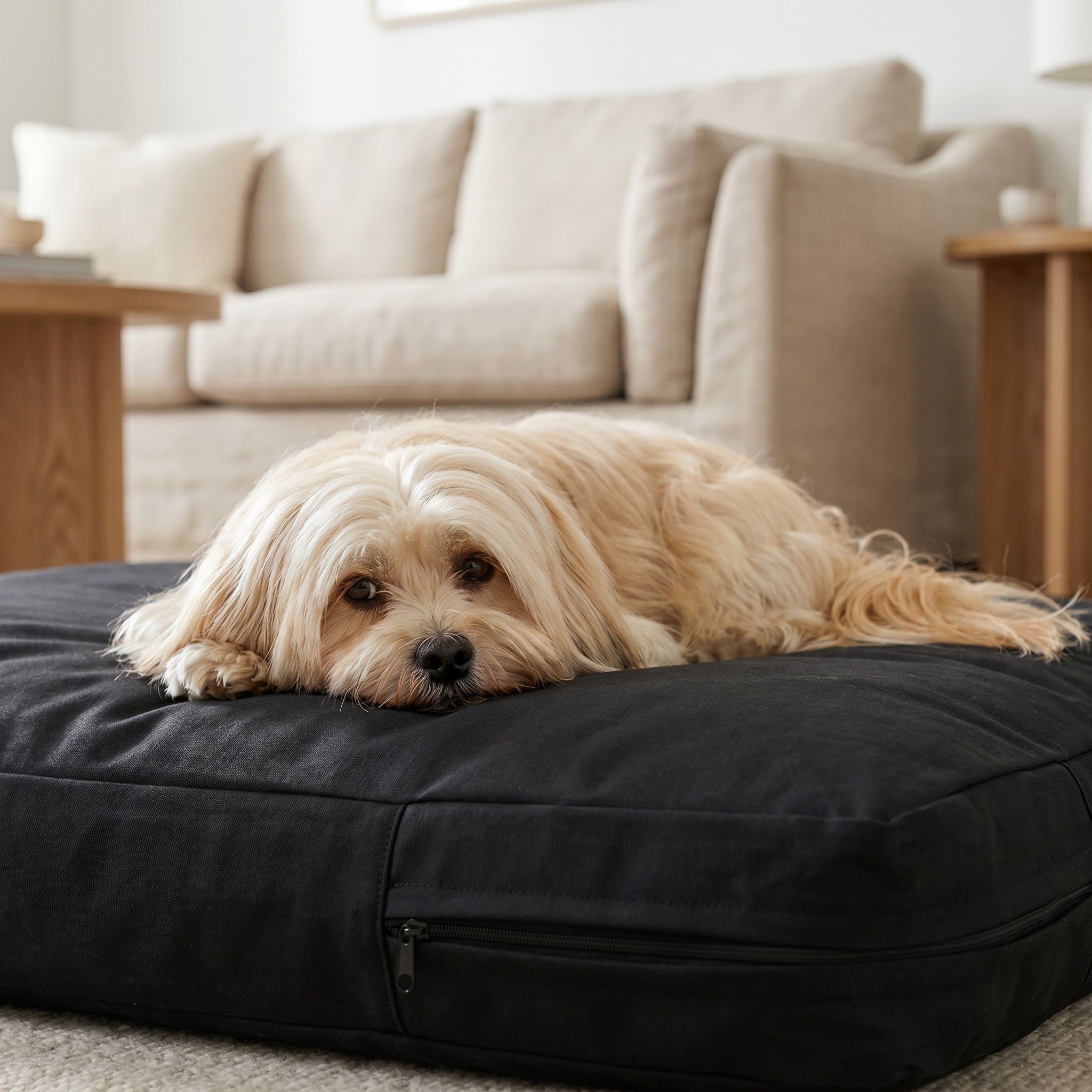 Housse de coussin en lin pour chien